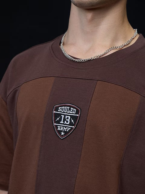 Colourblock Mocha Oversized T-Shirts