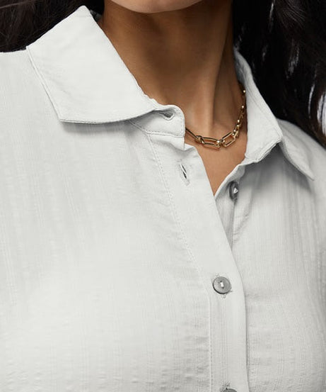 Side Rouching Off White Women Shirts