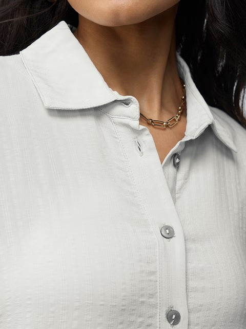 Side Rouching Off White Women Shirts