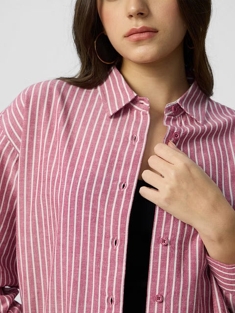 Cotton Linen Stripes Roselle Women Boyfriend Shirts