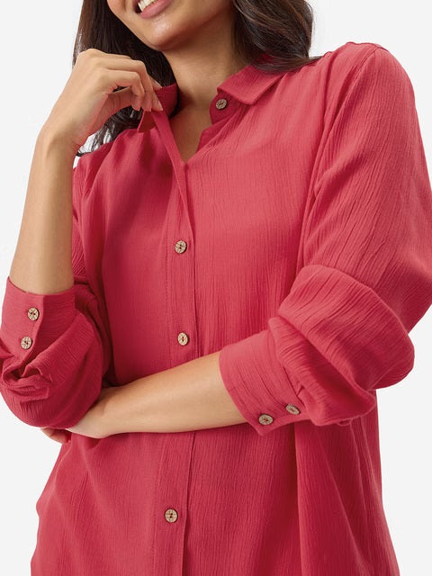 Solids Hot Pink Women Shirts