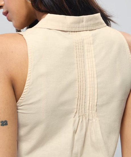 Cotton Linen Lemon Vibe Women Shirts