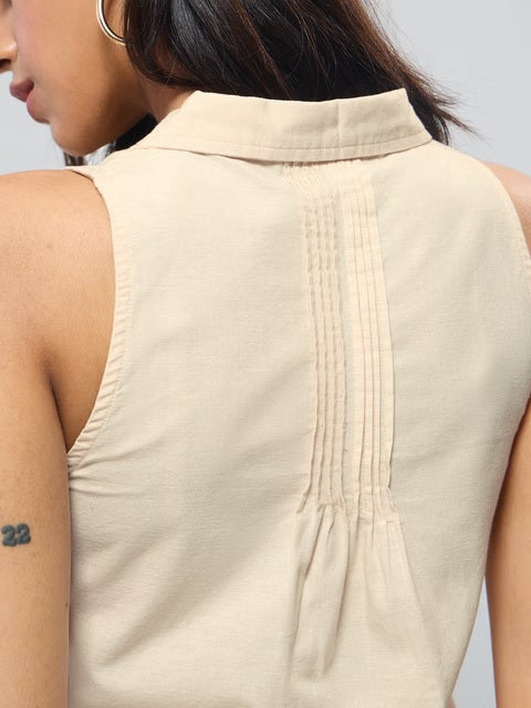 Cotton Linen Lemon Vibe Women Shirts