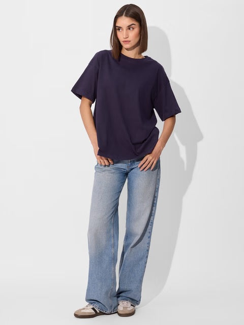 Solids Berry Purple Women Oversized T-Shirts