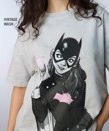 DC Batgirl Acid-Washed Women Oversized T-Shirts