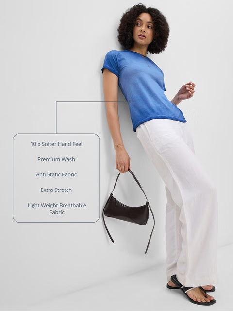 Solids Electric Blue Women T-Shirts