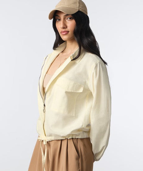 Cotton Linen Off-White Women Shackets