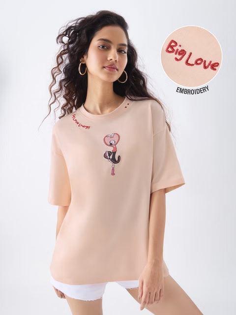 Popeye Big Love Energy Women Oversized T-Shirts