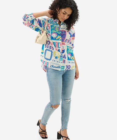 FRIENDS Doodle Women Boyfriend Shirts