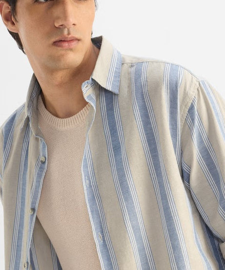 Stripes Ridge Cotton Linen Shirts