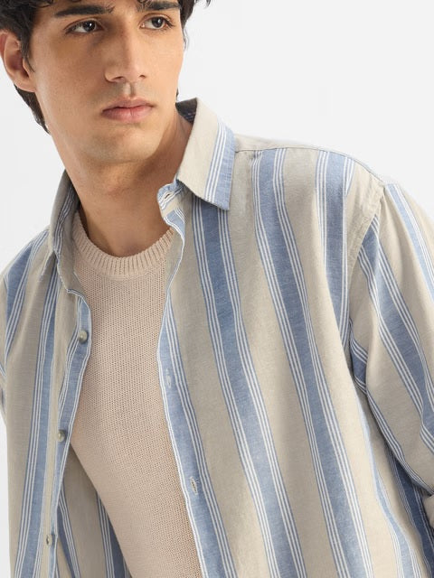 Stripes Ridge Cotton Linen Shirts