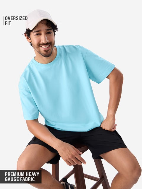 Solids Airy Blue Oversized T-Shirts