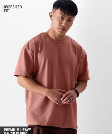 Solids Rose Taupe Oversized T-Shirts