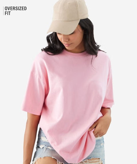 Solids Baby Pink Women Oversized T-Shirts