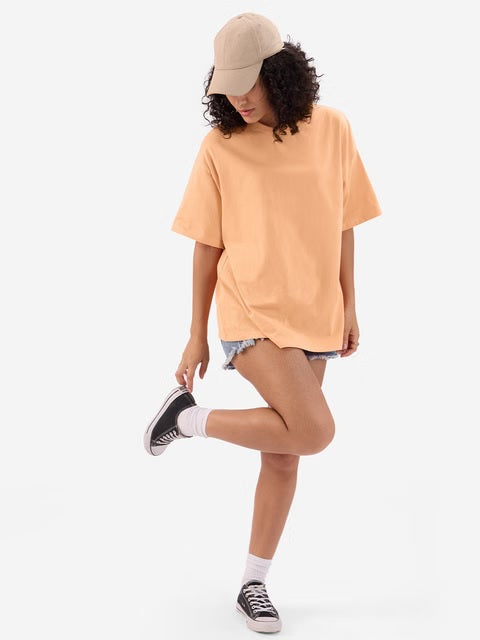 Solids Fuzzy Peach Women Oversized T-Shirts