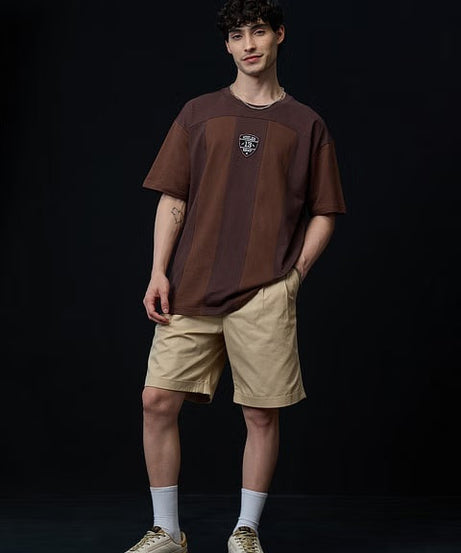 Colourblock Mocha Oversized T-Shirts