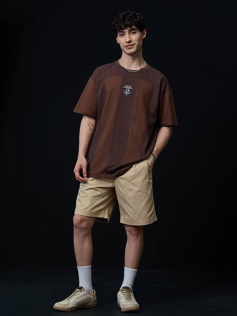 Colourblock Mocha Oversized T-Shirts