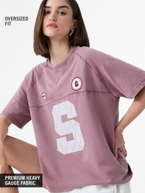 Pink Grunge Women Oversized T-Shirts