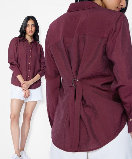 Back Tie Up Claret Women Shirts