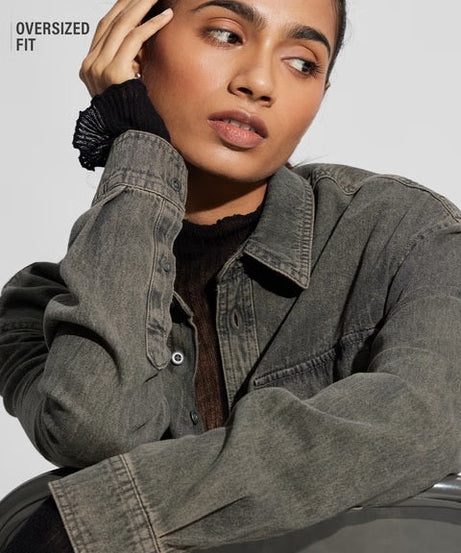 Classic Denim Forest Green Women Boyfriend Shirts