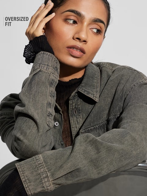 Classic Denim Forest Green Women Boyfriend Shirts