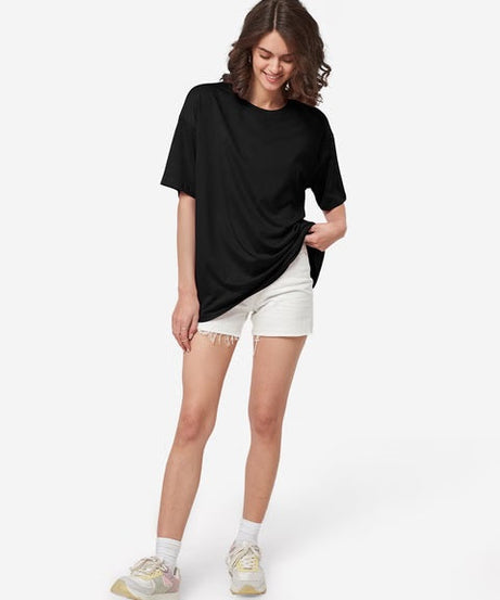 Solids Black Women Oversized T-Shirts