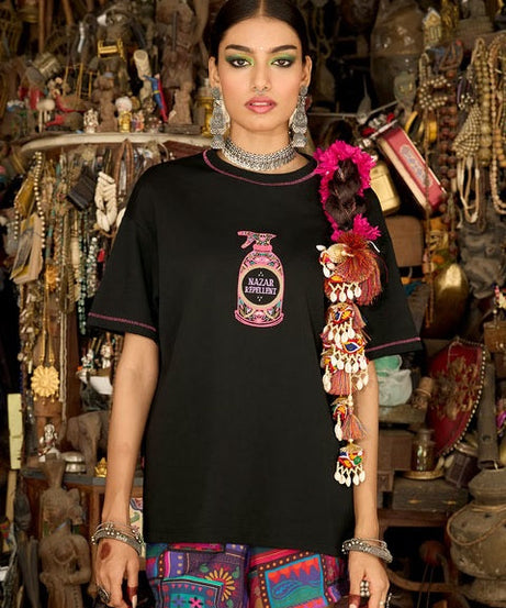 Desi Rebel Nazar Repellent Women Oversized T-Shirts