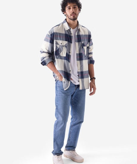 Plaid Blue Haze Men Utility Shirts