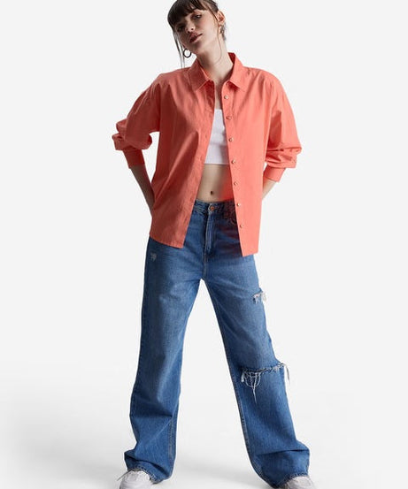 Solids Fusion Coral Women Boyfriend Shirts
