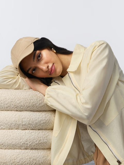 Cotton Linen Off-White Women Shackets