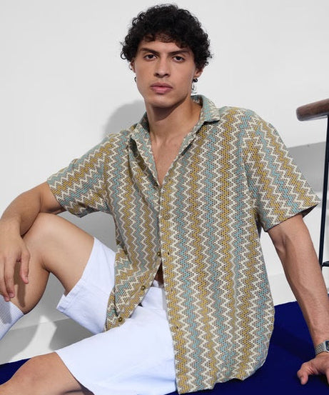 Open Knit Amber Chevron Holiday Shirts