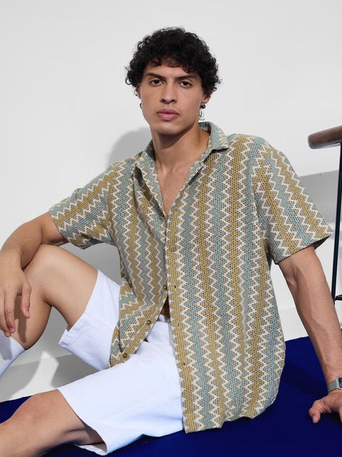 Open Knit Amber Chevron Holiday Shirts