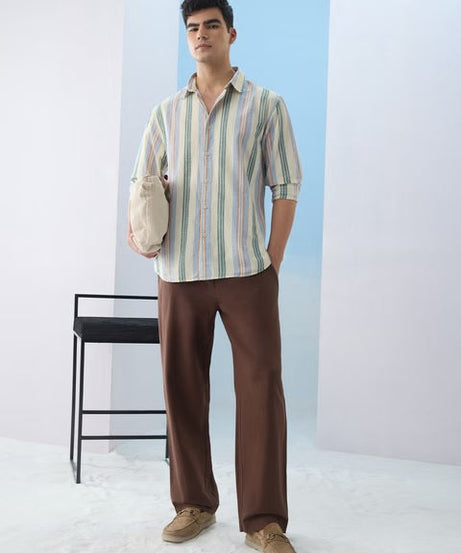 Stripes Sunset Lines Cotton Linen Shirts
