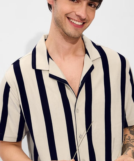Striped Eclipse Men Textured Shirts