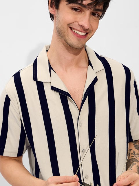 Striped Eclipse Men Textured Shirts