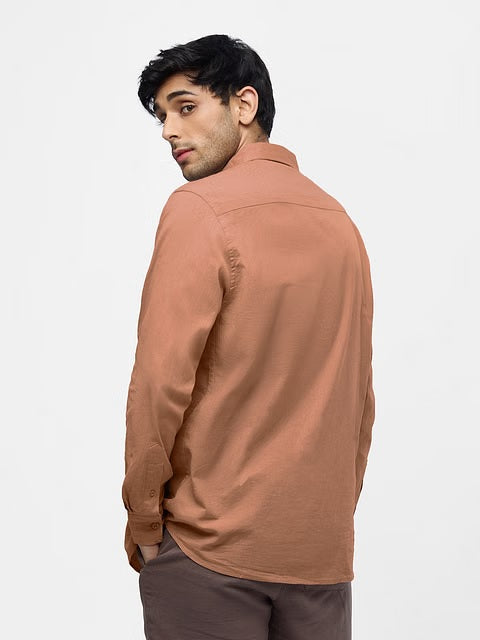 Coral Peach Cotton Linen Shirts