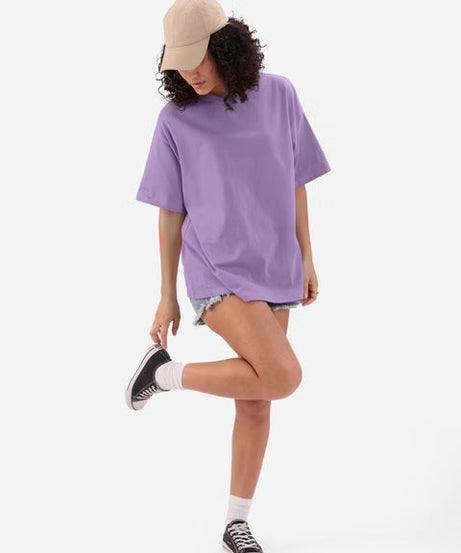 Solids Lavender Purple Women Oversized T-Shirts