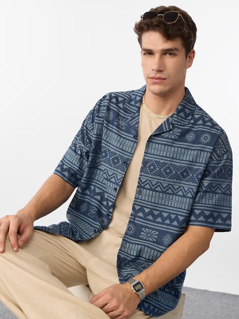 Jacquard Aztec Drift Oversized Shirts