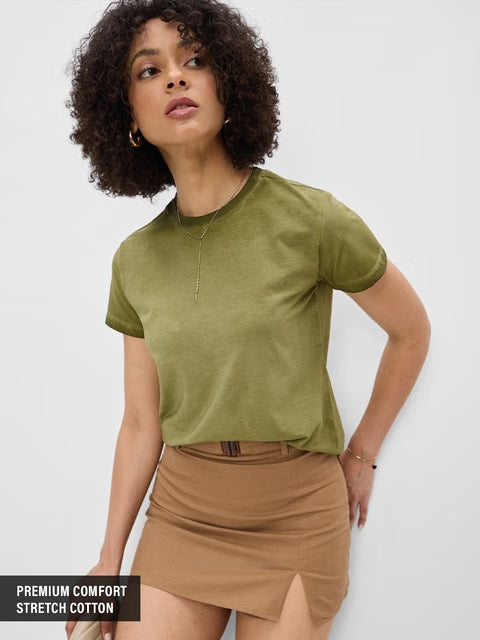 Solids Fern Green Women T-Shirts