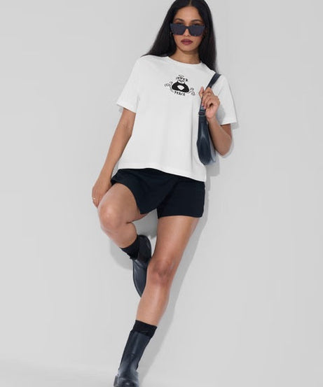 Textured Kung Fu Panda Peace Women Relaxed Fit T-Shirts