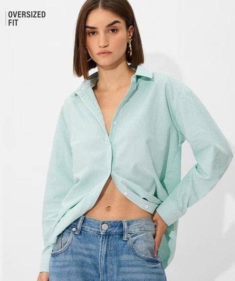 Striped Seaside Women Boyfriend Shirts