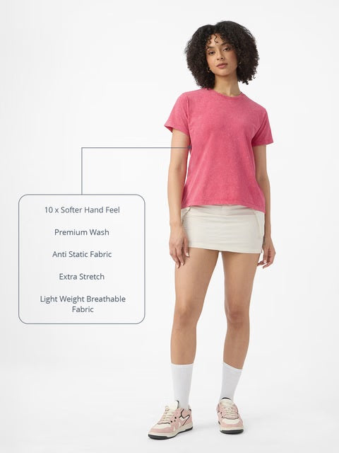 Solids Fuchsia Pink Women T-Shirts