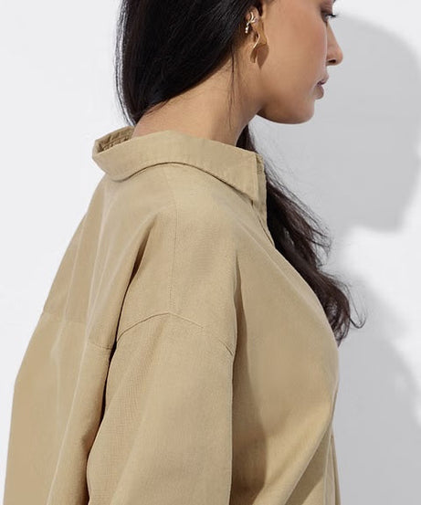 Cotton Linen Almondine Women Boyfriend Shirts