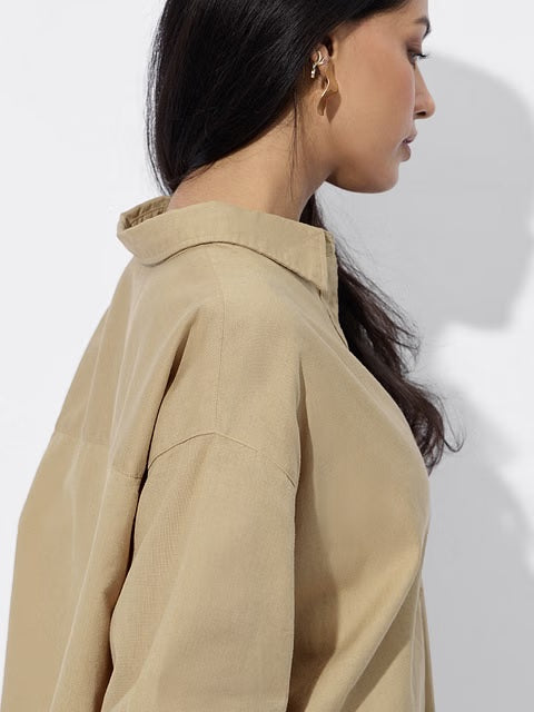 Cotton Linen Almondine Women Boyfriend Shirts