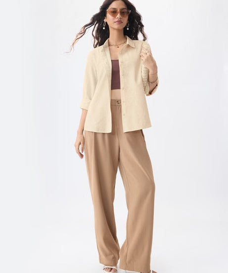 Cotton Linen Champagne Women Shirts