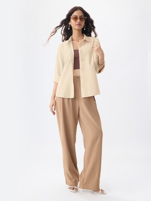 Cotton Linen Champagne Women Shirts