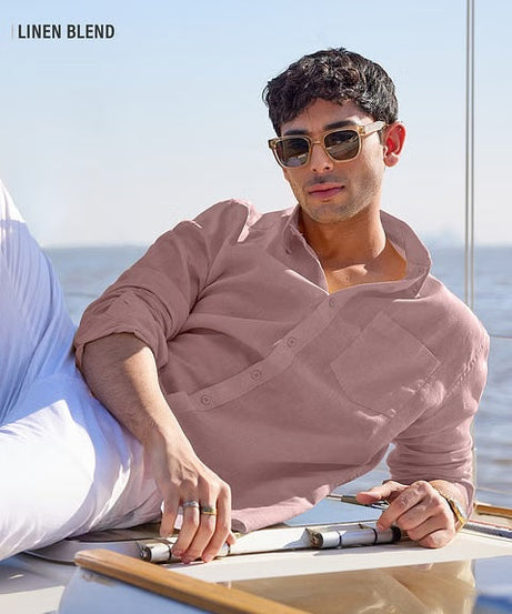 Soft Pink Cotton Linen Shirts