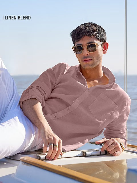 Soft Pink Cotton Linen Shirts