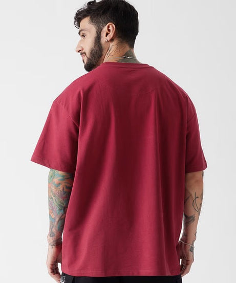 Solids Superhero Red Oversized T-Shirts