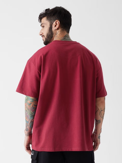 Solids Superhero Red Oversized T-Shirts